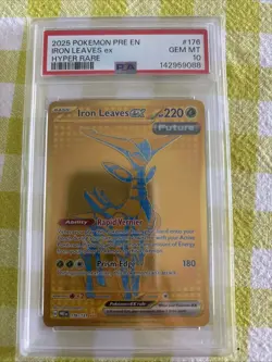 2025 POKEMON PRE EN-PRISMATIC EVOLUTIONS HYPER RARE #176 IRON LEAVES EX PSA 10 - Image 1