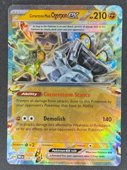 Pokemon Cornerstone Mask Ogerpon ex 058/131 PRE Prismatic Evolutions NM - Image 1