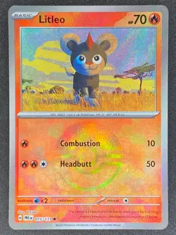 Pokemon Litleo Poke Ball Reverse 015/131 PRE Prismatic Evolutions NM - Image 1