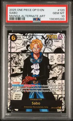 2025 ONE PIECE OP13-CARRYING ON HIS WILL MANGA ALTERNATE ART #120 SABO PSA 10 - Image 1