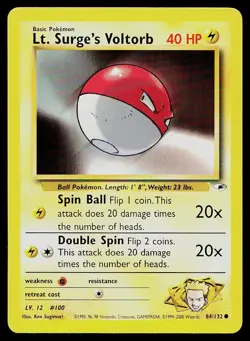 Pokemon Card Gym Heroes Lt. Surge's Voltorb 84/132 Common - Image 1