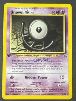 Unown [U] 51/75 Neo Discovery 1st Ed Non Holo WotC 2000 Vintage Pokemon TCG Card - Image 1