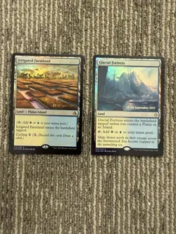 MTG Prerelease Foil Lands Irrigated Farmland & Glacial Fortress Amonkhet Ixalan - Image 1