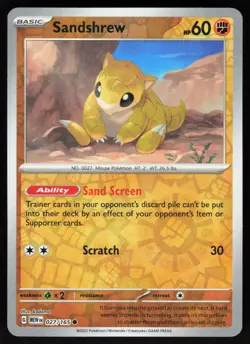 Sandshrew 027/165 Common 151 Pokemon Reverse Holo Near Mint - Image 1