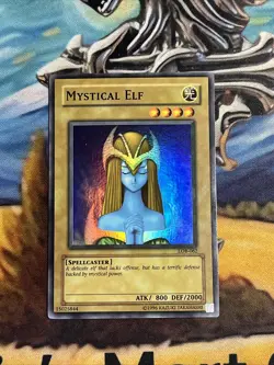 YuGiOh Mystical Elf LOB-062 Faded Misprint Ink Error Super Rare Original 2002 - Image 1