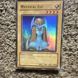Konami Yu-Gi-Oh! Mystical Elf LOB-062 Legend of Blue Eyes Spellcaster Holo - Image 1