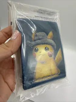 Pokemon Center x Van Gogh Museum Pikachu Grey Felt Hat 65 Card Sleeves Pack - Image 3