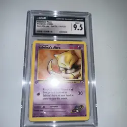 CGC 9.5/10 GEM MINT Sabrina's Abra 91/132 1st Edition Gym Heroes Pokemon Card - Image 2