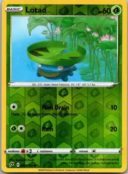 Lotad 007/192 - SWSH02: Rebel Clash Pokemon TCG NM Reverse Holofoil - Image 1