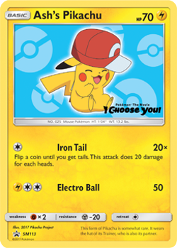 Ash's Pikachu (SM113) Sun & Moon: Black Star Promos​ - Near Mint Pokemon TCG - Image 1