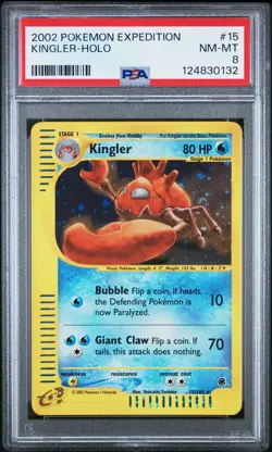 2002 POKEMON EXPEDITION #15 KINGLER-HOLO PSA 8 - Image 1