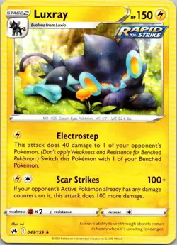Pokemon TCG Luxray (Rapid Strike) Crown Zenith 043/159 Rare - Image 1
