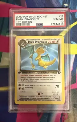 2000 Pokemon Rocket 1st Edition #22 Dark Dragonite PSA 10 GEM MINT - Image 1