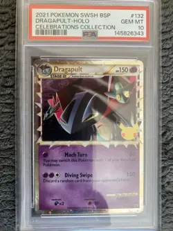 2021 POKEMON SWSH BLACK STAR PROMO CELEBRATIONS COLL #132 DRAGAPULT-HOLO PSA 10 - Image 1