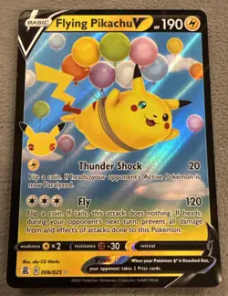 Pokemon 25th Celebrations FLYING PIKACHU V HOLO. Pack Fresh 6/25 - Image 1