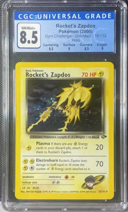 CGC 8.5 ROCKET'S ZAPDOS 15 GYM CHALLENGE POKEMON NM/ MINT + - Image 1