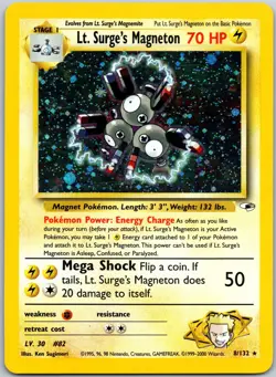 Lt. Surge's Magneton 8/132 Unlimited Holo Rare Gym Heroes LP - Image 1