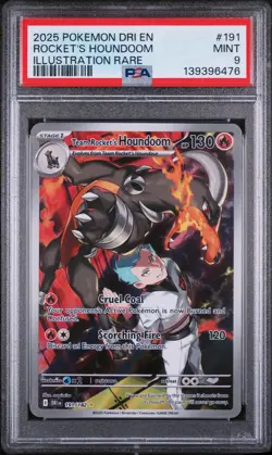 2025 POKEMON DRI EN-DESTINED RIVALS #191 TEAM ROCKET'S HOUNDOOM PSA 9 - Image 1