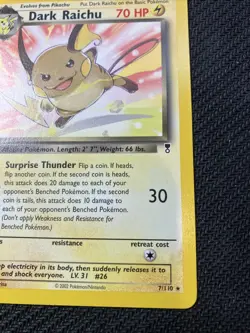 Pokemon TCG Dark Raichu 7/110 Rare Non-Holo Card, Legendary Collection NM - Image 2