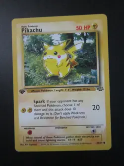 PIKACHU POKEMON CARD 1ST EDITION 60/64 JUNGLE NON HOLO NEVER PLAYED EX+ - Image 1