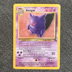 Gengar 20/62 LP - Fossil Set Rare Non-Holo Card - Vintage WOTC Pokemon TCG - Image 1