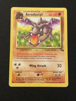 Pokemon Aerodactyl 16/62 Fossil Rare non holo HP 1999 Wizards of the coast Card - Image 1
