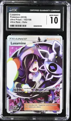 CGC 10 GEM MINT Lusamine 2018 Ultra Prism 153/156 Ultra Rare Holo Pokemon Card - Image 1