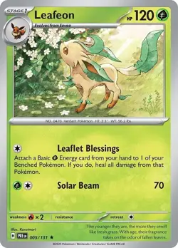 Pokemon Leafeon 005/131 Prismatic Evolutions - Holo Rare Card NM-Mint - Image 1