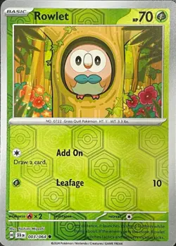 Rowlet 003/064 Reverse Holo Card Shrouded Fable : Pokemon Trading Card Game TCG - Image 1