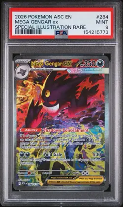 2026 POKEMON ASCENDED HEROES SPECIAL ILLUSTRATION RARE #284 MEGA GENGAR EX PSA 9 - Image 1