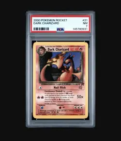 2000 Pokemon Team Rocket Dark Charizard WOTC Unlimited Non-Holo PSA 7 NM NEW CER - Image 1