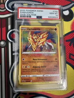 2020 Pokemon Sword & Shield Vivid Voltage Amazing Rare Zamazenta #102 PSA 10 - Image 1