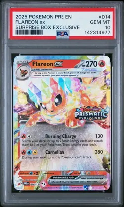 2025 POKEMON PRE EN-PRISMATIC EVOLUTIONS #014 FLAREON EX PSA 10 - Image 1