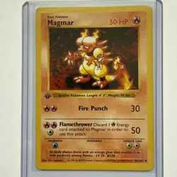 LP 1st Edition Shadowless Pokemon Magmar Base Set 36/102 - Image 1