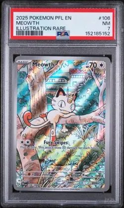 2025 Pokemon PFL EN Meowth Illustration Rare #106 PSA 7 - Image 1