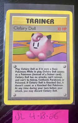 Pokemon TCG Clefairy Doll Trainer Base Set 70/102 Vintage LP - NM - Image 1