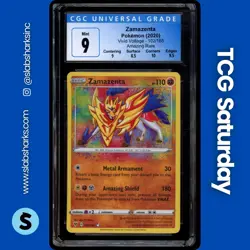 2020 POKEMON SWORD & SHIELD VIVID VOLTAGE #102/185 ZAMAZENTA AMAZING RARE CGC 9 - Image 1