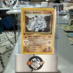^ Blaine's Rhyhorn - 65/132 - Gym Challenge - 1st Edition - Pokemon - Image 1