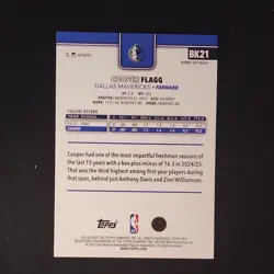 Topps 2025-26 Rookie Cooper Flagg Dallas Mavericks #201 Basketball Card - Image 2