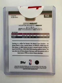 2025-26 Topps Chrome Kevin Durant #155 Blue XFractor KD Rockets Basketball Card - Image 2