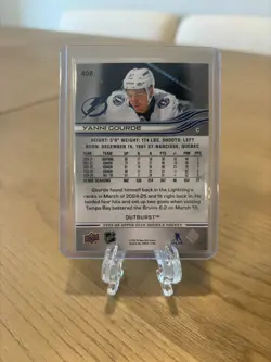 2025-26 Upper Deck Series 2 Silver Outburst Yanni Gourde card 408 Lightning - Image 2