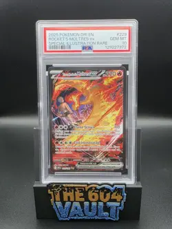 2025 POKEMON DRI EN-DESTINED RIVALS #229 TEAM ROCKET'S MOLTRES EX PSA 10 - Image 1