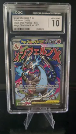 2025 Pokemon Phantasmal Flames UPC MEGA CHARIZARD X EX #23 Black Star PROMO NM - Image 1