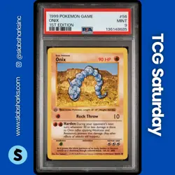1999 POKEMON BASE SET SHADOWLESS 1ST EDITION #56/102 ONIX PSA 9 - Image 1