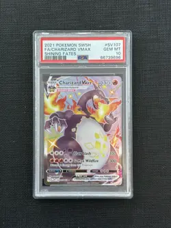 2021 Pokemon Shining Fates Charizard Shiny Holo Rare FA VMAX Card SV107 PSA 10 - Image 1