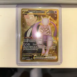 Pokemon Team Rockets Mewtwo EX Gold Full Art Holo Card 240/182 Destined Rivals - Image 2