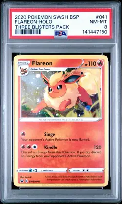 Flareon SWSH041 PSA 8 NM Holo Pokemon 3-Blisters Pack Promo Card Swirl 🔥🔥 - Image 1