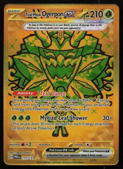 Teal Mask Ogerpon ex 177/131 Hyper Rare Gold SV: Prismatic Evolutions Pokemon NM - Image 1