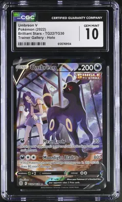 CGC 10 Umbreon V TG22/TG30 Trainer Gallery Holo Brilliant Stars Pokemon Card - Image 1