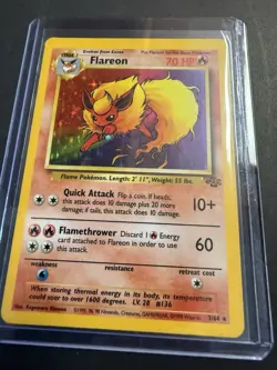 Vintage Flareon 70 HP 3/64 Jungle Holo Rare Pokemon TCG 1999 Unlimited English - Image 3